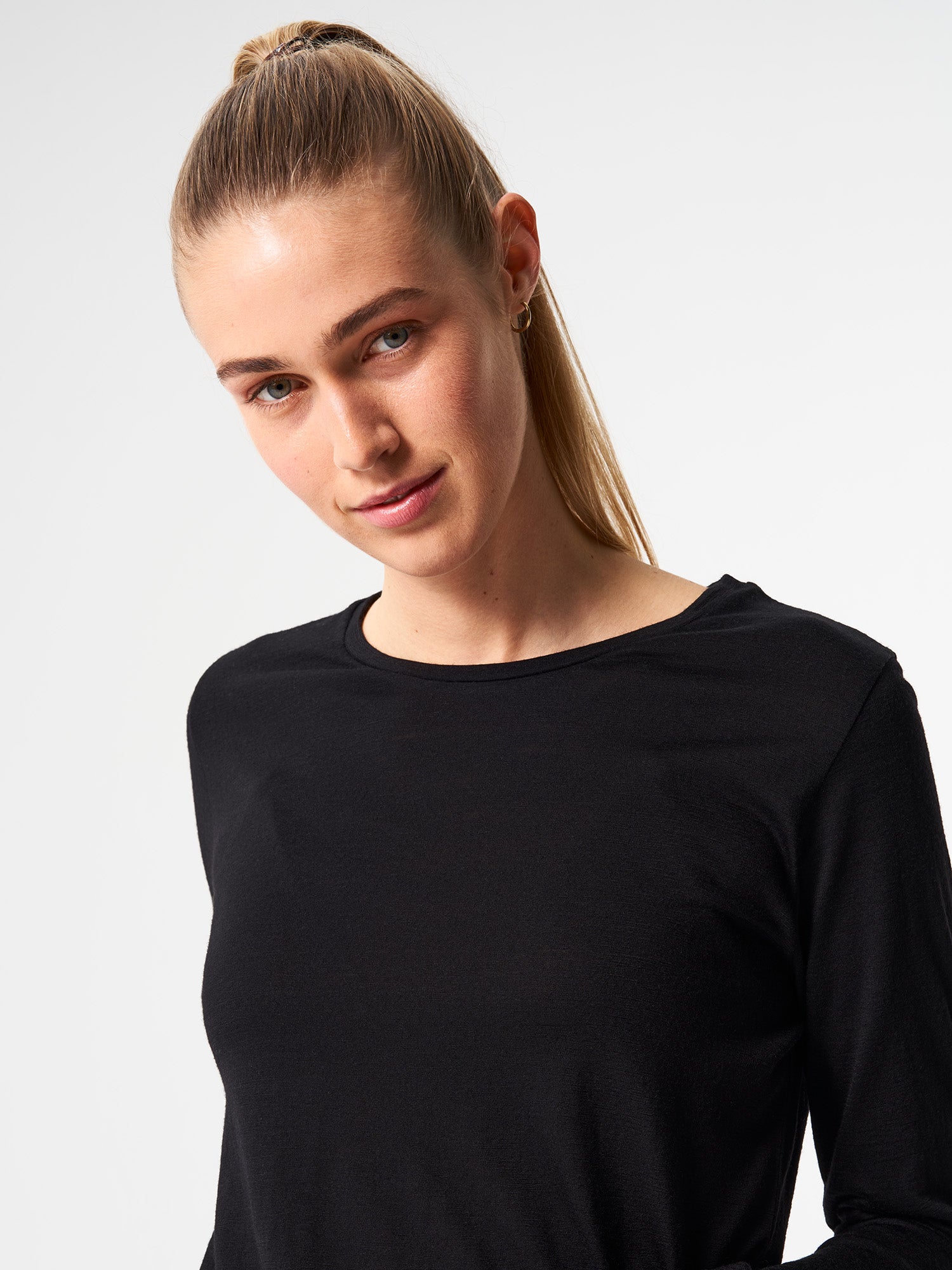 Ethical Wool Black Merino Scoop Neck Top