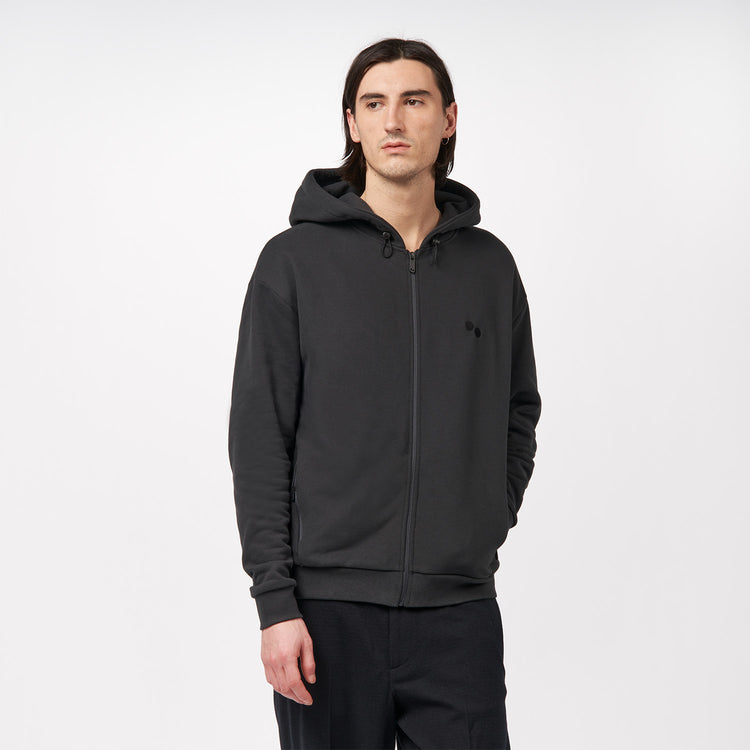 Pinqponq Zipped Hoodie - Peat Black (Unisex)