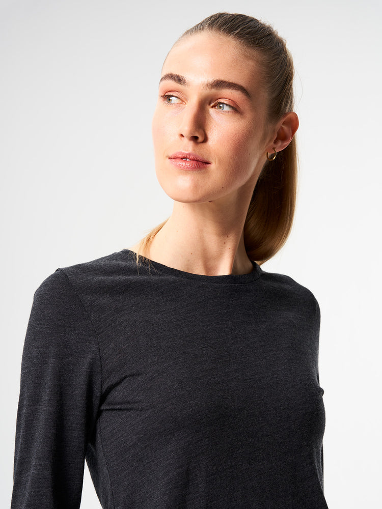 Pinqponq Longsleeve Merino - Dark Grey Melange (Female)