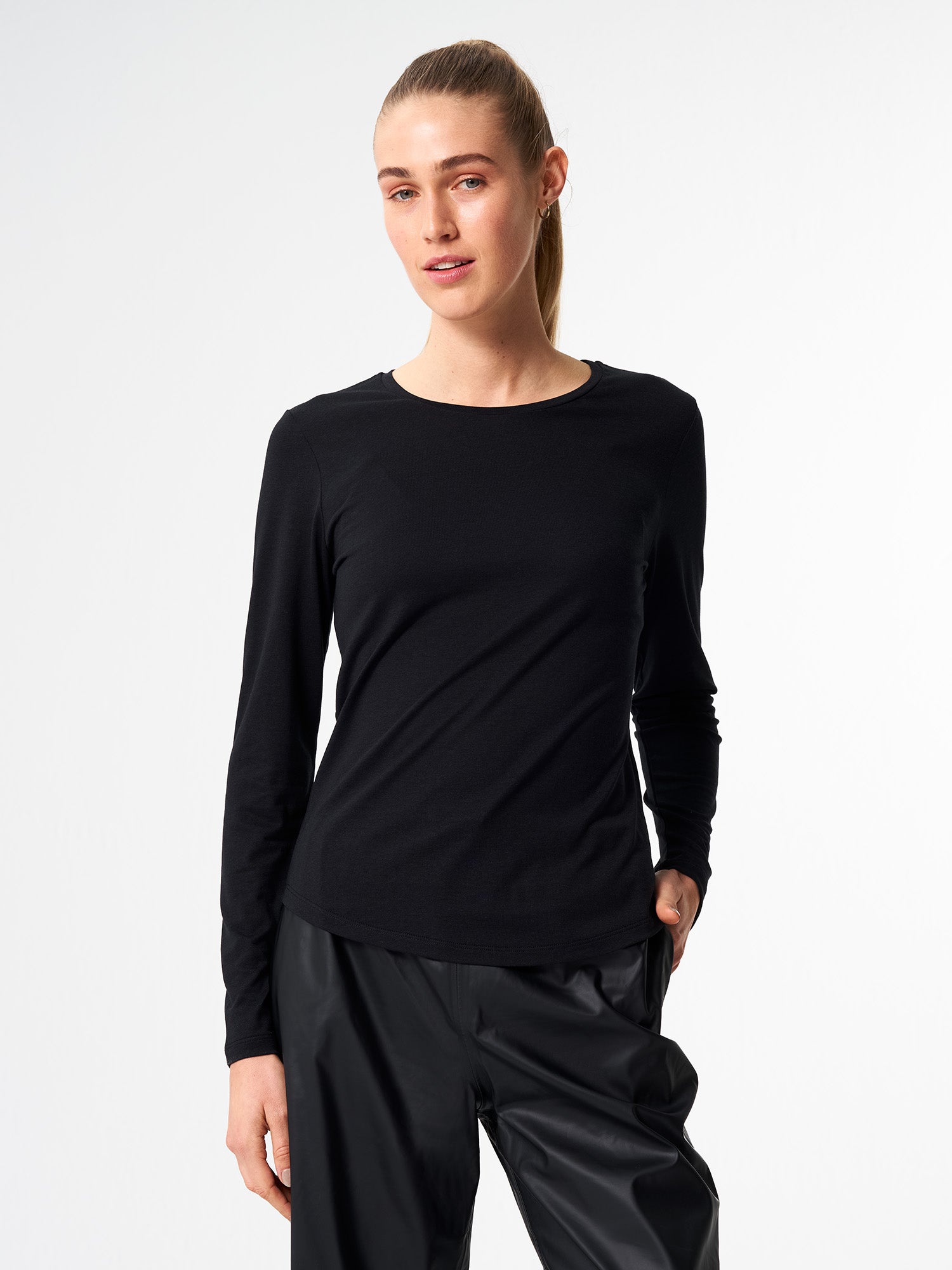 black long sleeve cotton women's t shirts