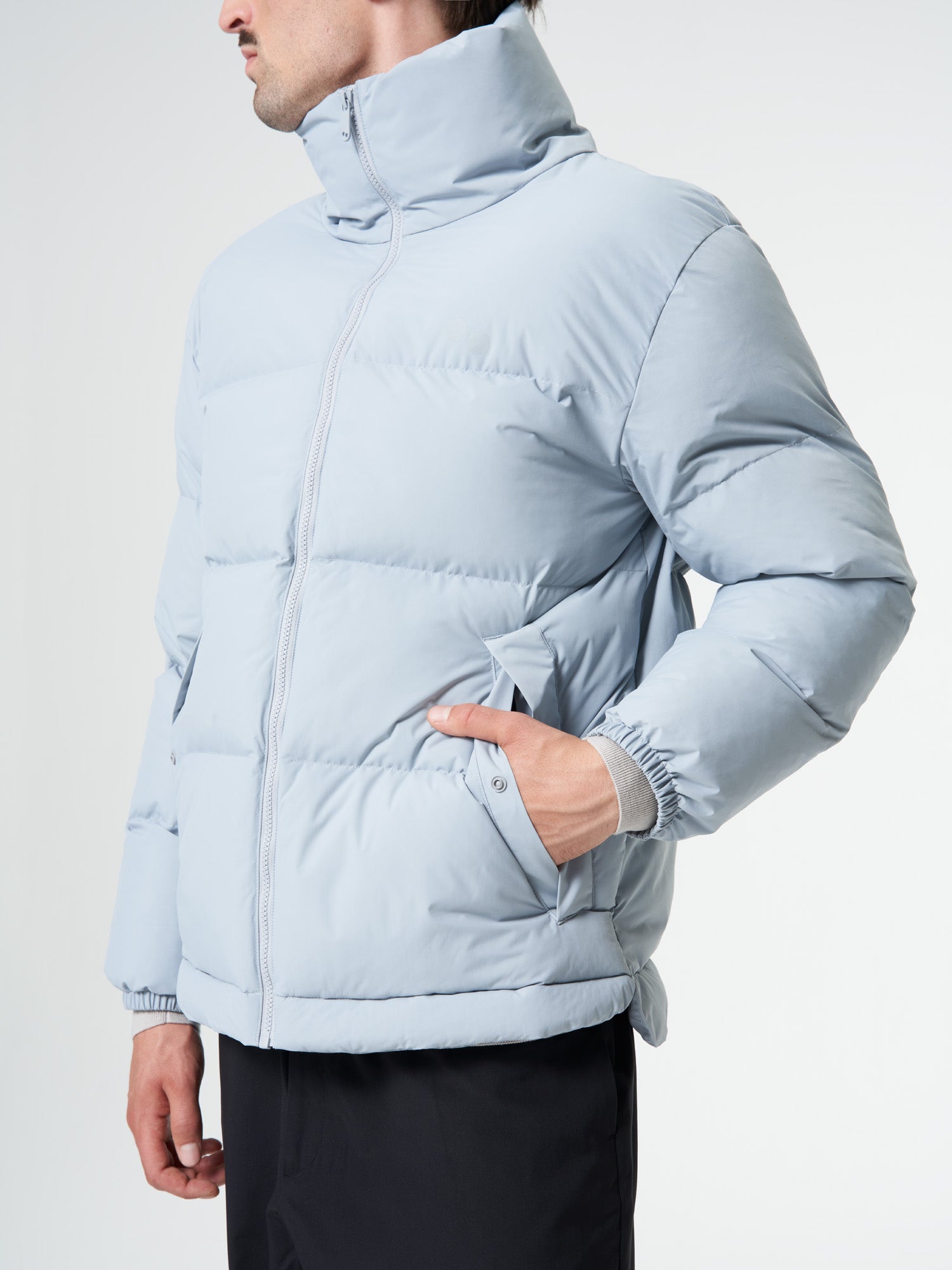 light blue puffy jacket